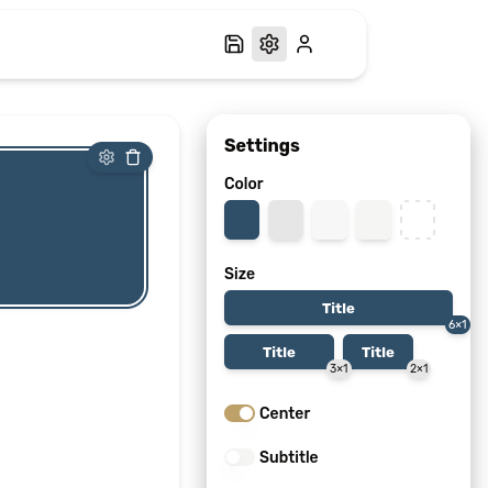 The settings palette