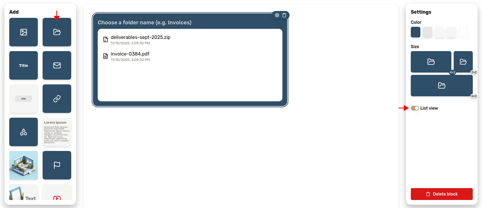 Directory block screenshot