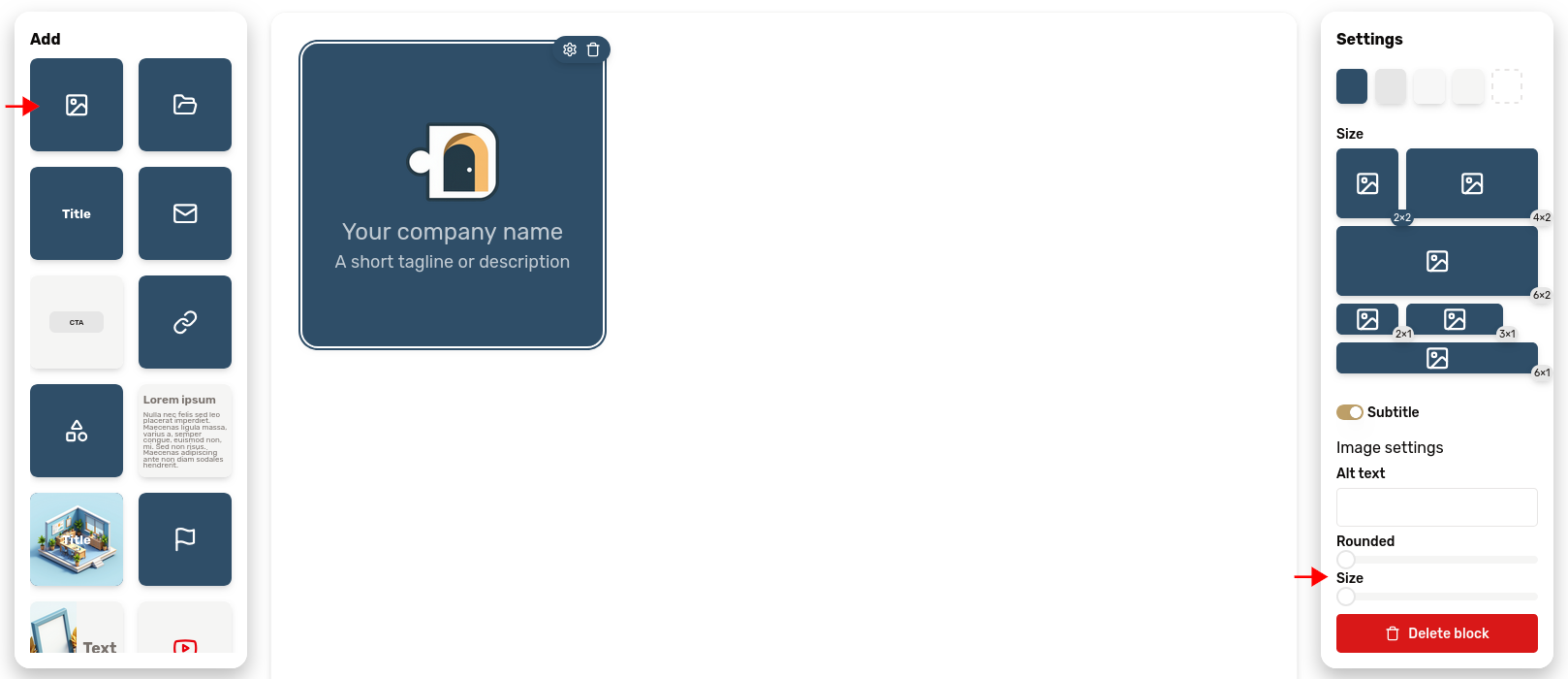 Logo block screenshot