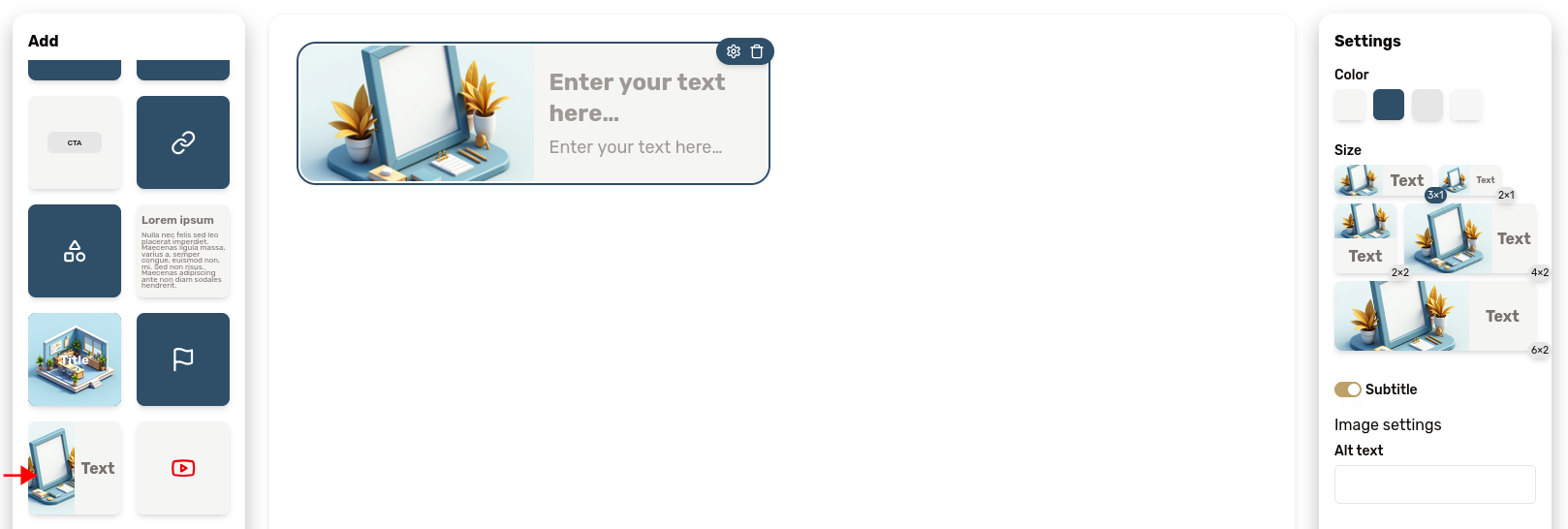 Text + Image block screenshot